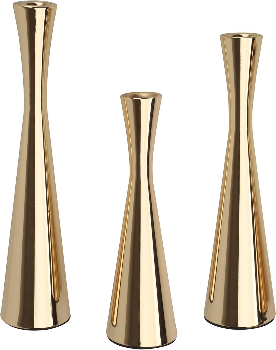3 stuks - Kandelaars - Taps toelopende metalen kandelaars - Decoratieve kandelaars voor op