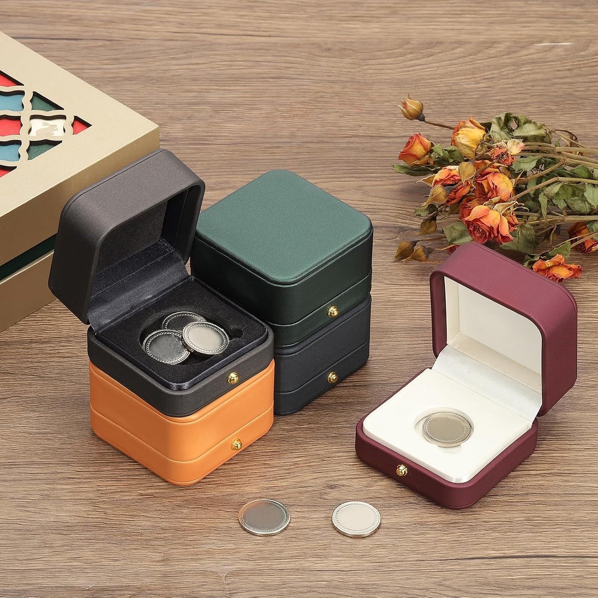 Muntdisplaybox - Muntenhouder Vitrine - Verzameling Tentoonstellen - Transparant Ontwerp - 7 x 7 x 47 cm - Rood