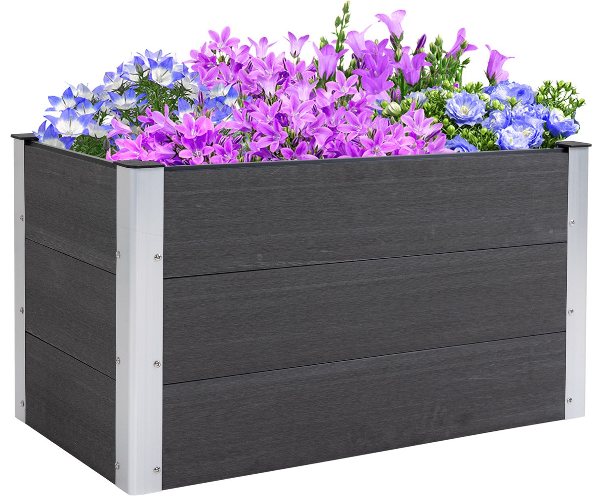 Killogood Verhoogde bak aluminium - plantbed koude bak tuinbed bloembak weervast - zonder bodem - plantenbak 100x50x55.5cm voor terras - balkon - bloembak voor bloemen - planten - grijs