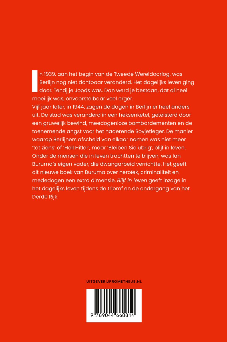 Blijf in leven - back cover