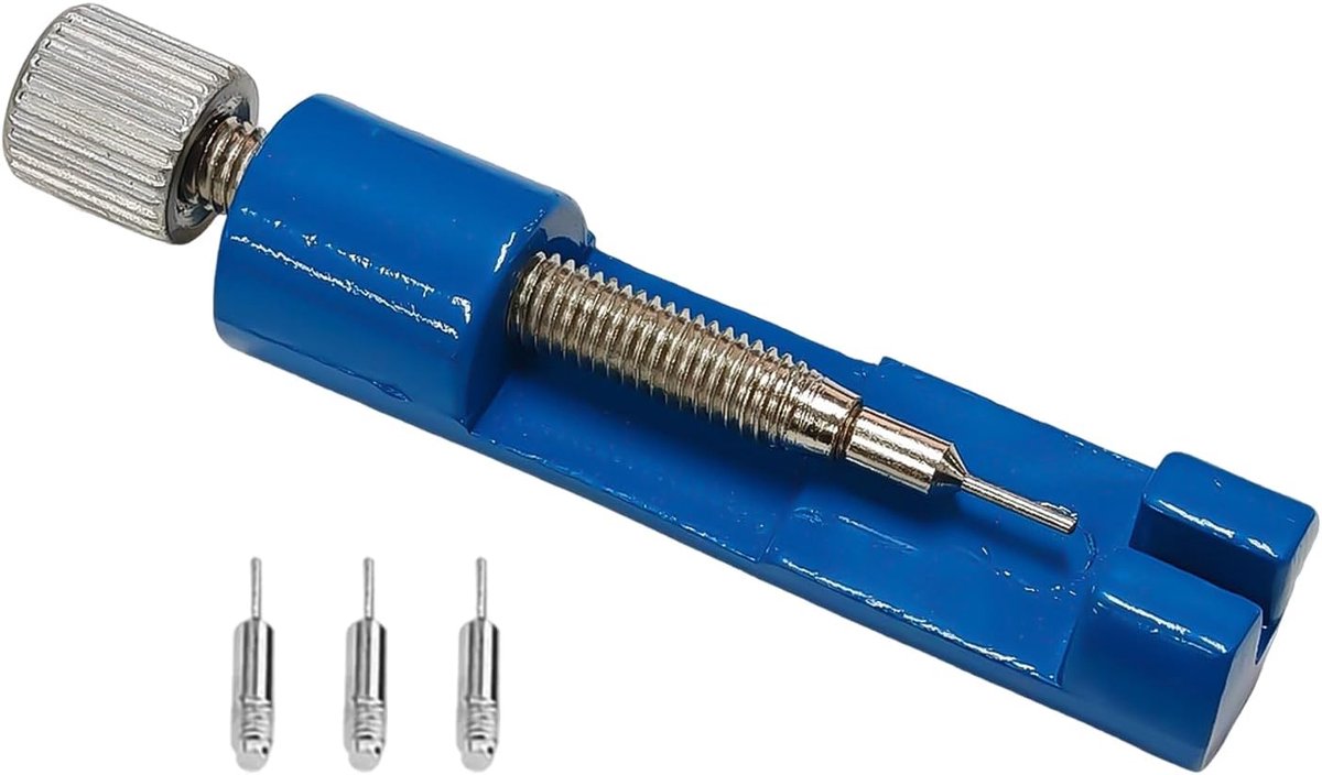 Horloge Ketting Versteller - Horloge Reparatie Tool - Horlogeband Verstellen - Robuust Metalen Ontwerp - Compact Formaat - Blauw