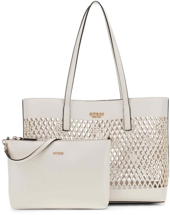 GUESS sac shopper Letty 2 in 1 Tote Cream White écru