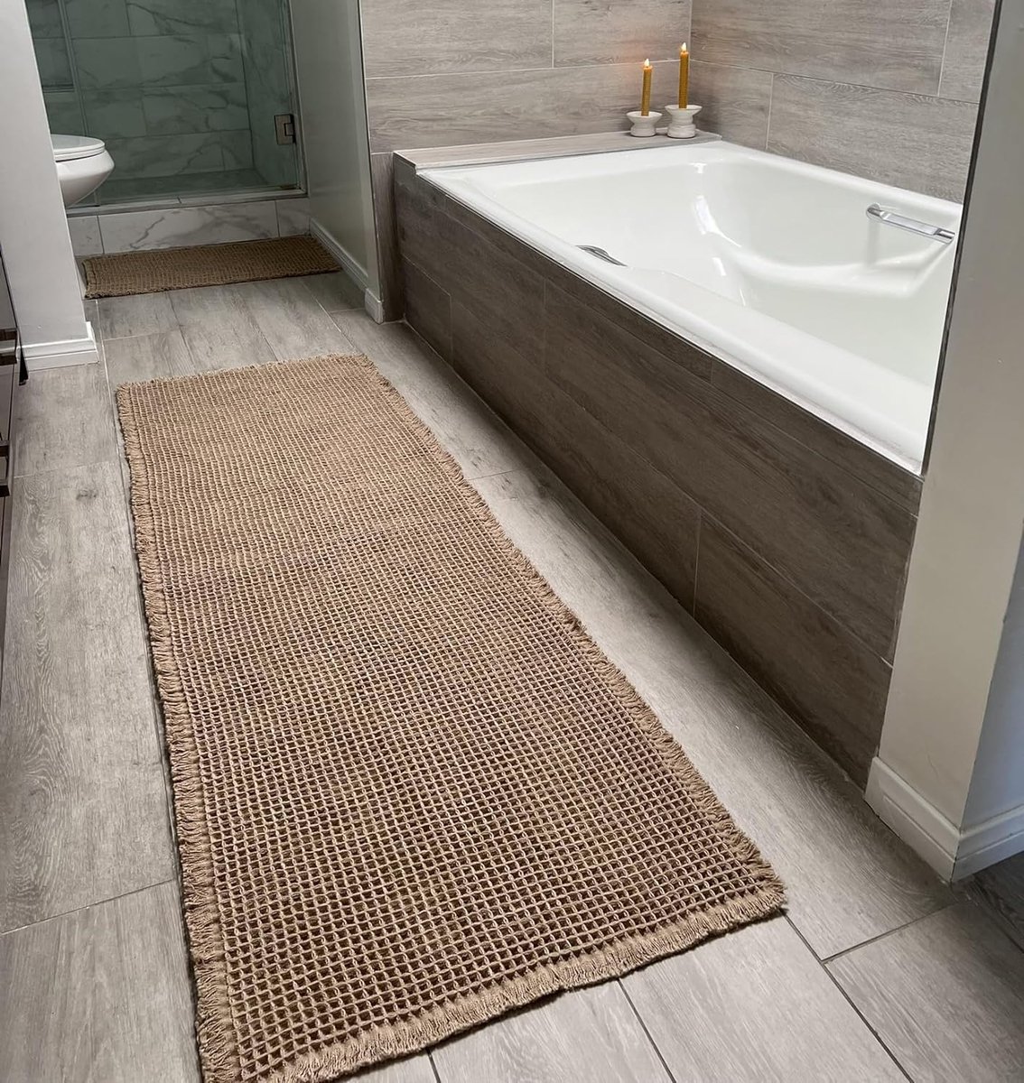 Badmat Wafel - Badkamervloermat - Badkamer Gebruik - Super Absorberend - 61 x 183 cm - Bruin