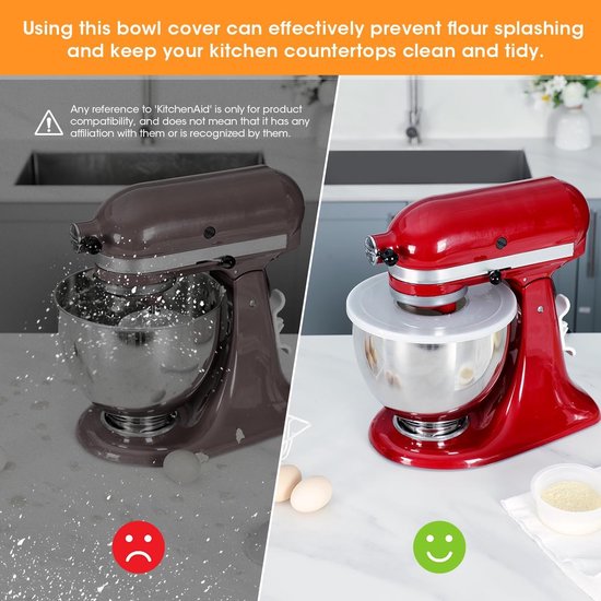 Mixer Deksel Set - Keuken Accessoires - Schoon Mixen - 2 Stuks - 5 Liter Kom - Zilver — afbeelding 2