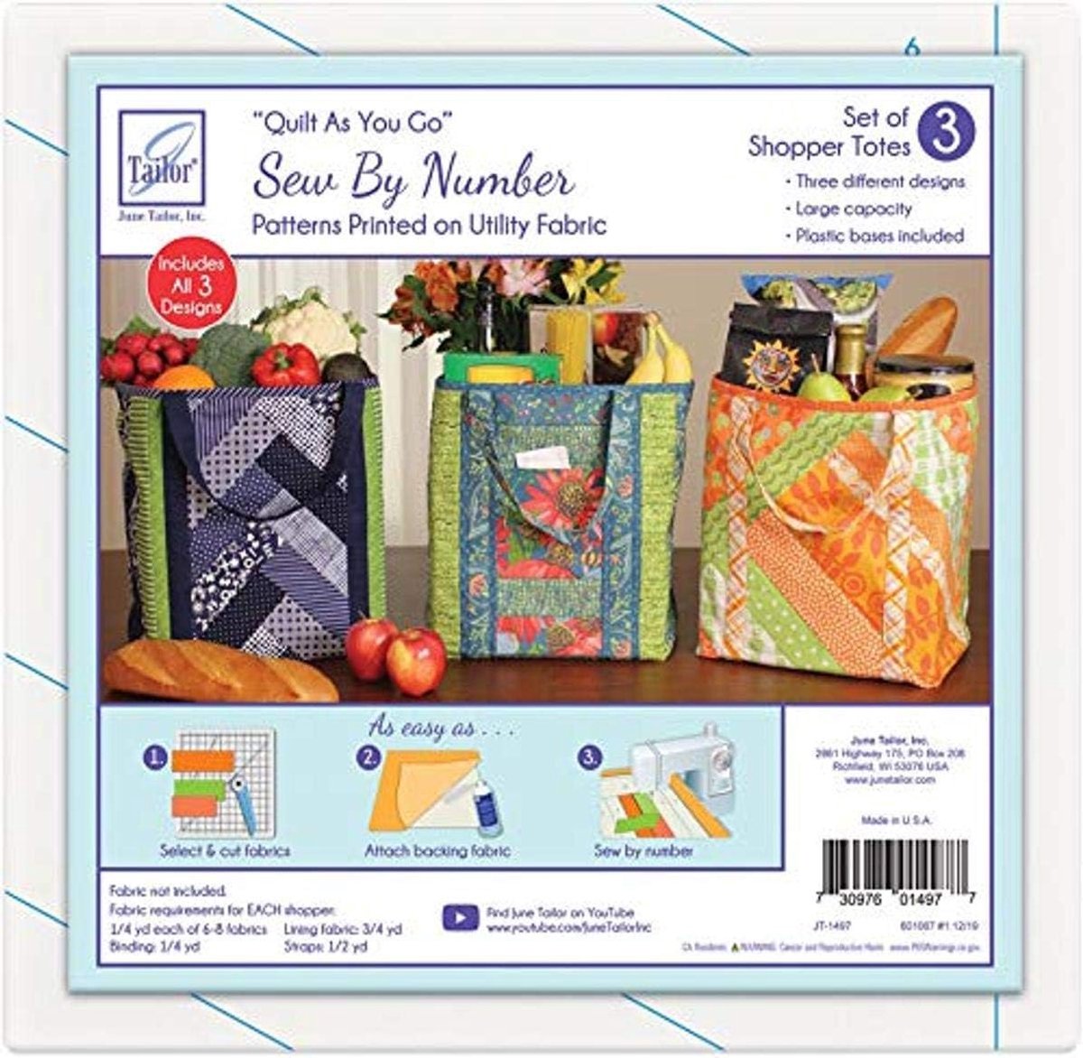 Utility Shopper Totes - Herbruikbare Tassen - Boodschappen Doen - Quilt As You Go