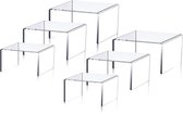 Set van 6 – Acryl displaystandaards – Acryl verhogers – Displayplankjes in kristalstijl – Cupcakestandaards – Verhogers voor desserts & snoep – Parfumstandaards – Standaards voor verzamelfiguren