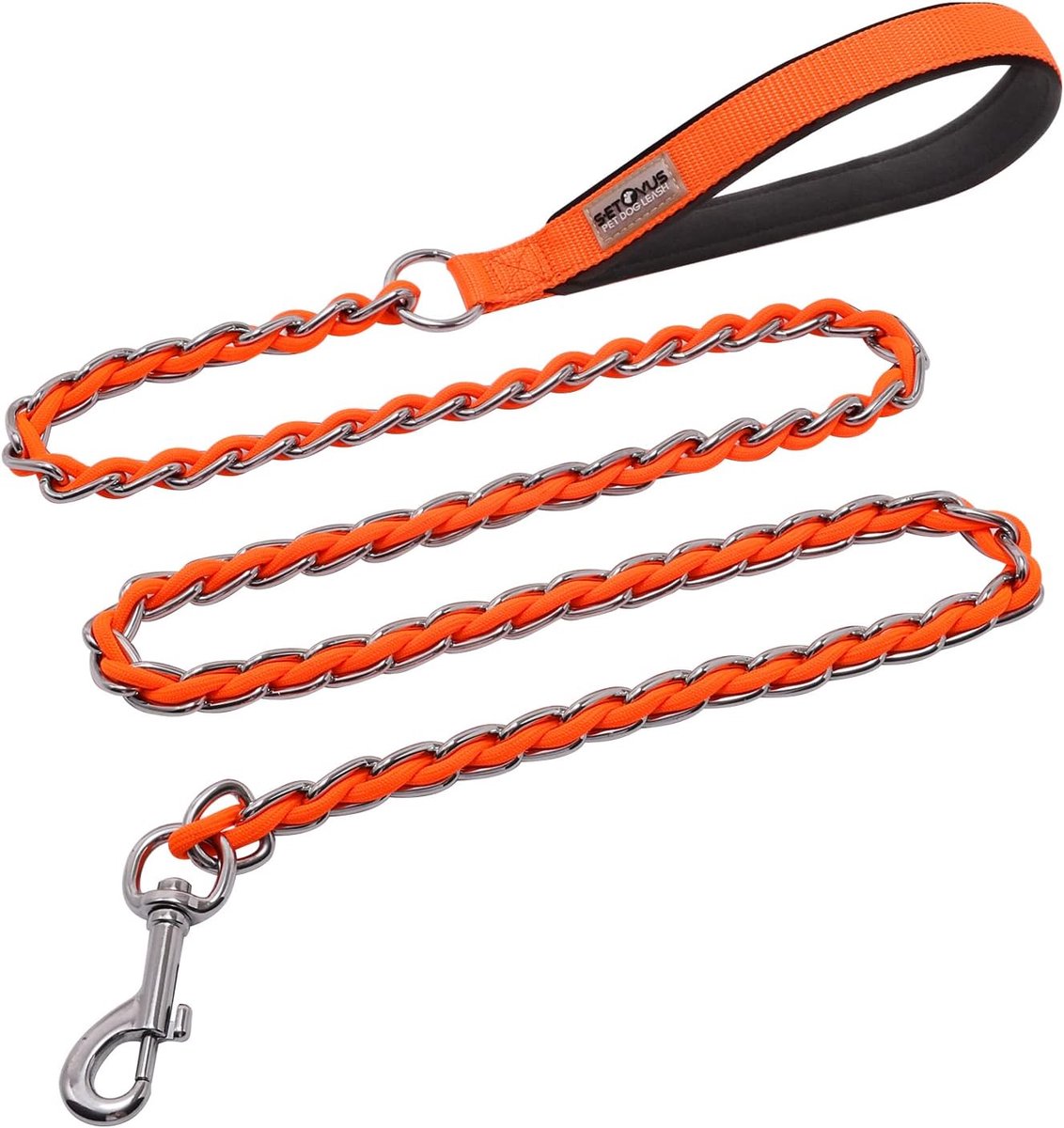 Hondenriem Ketting - Anti-kauw Riem - Dagelijks Gebruik - Versterkt Metaal - 152 cm Lengte - Oranje
