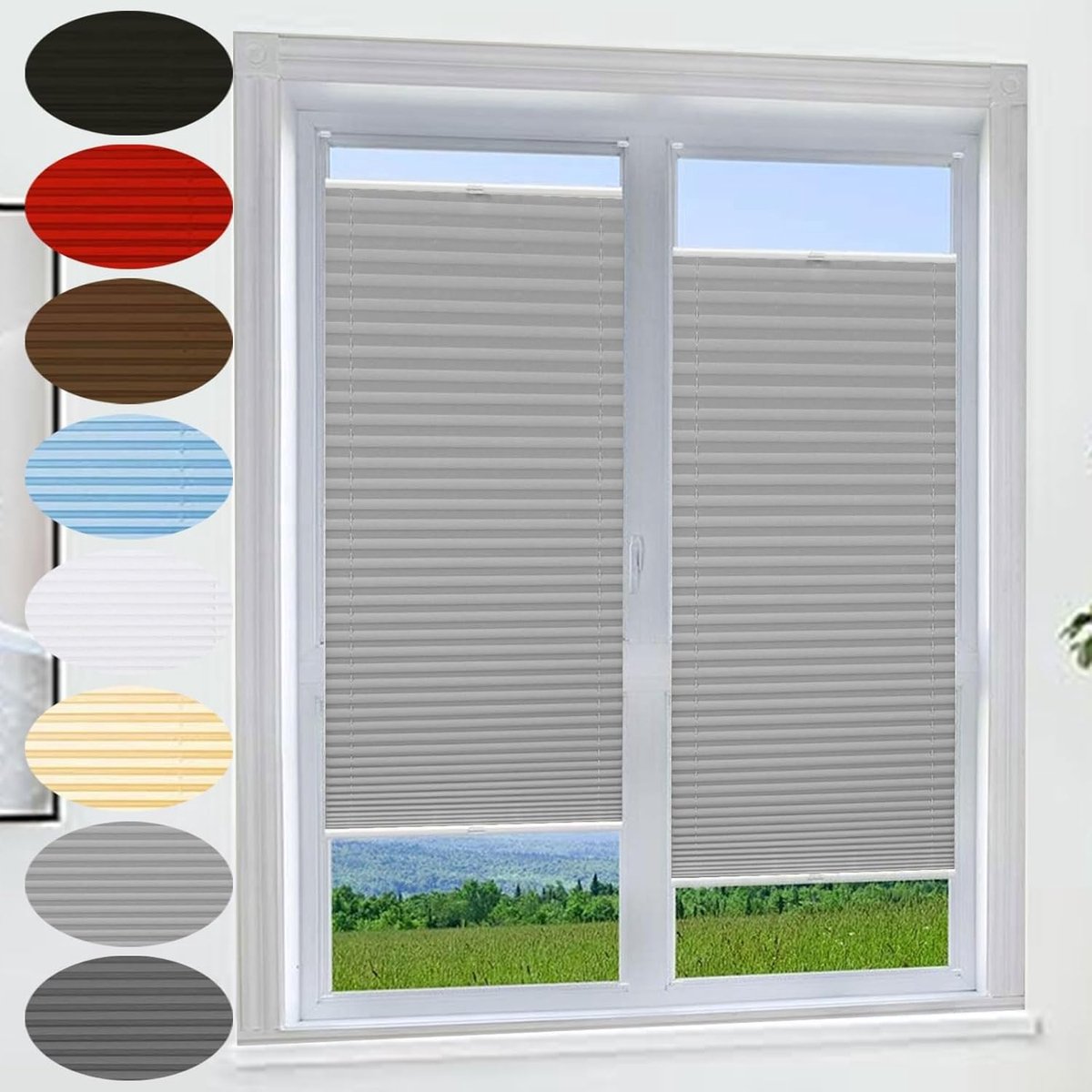 Plissé Gordijn - Raambekleding Jaloezie - Licht Regelen - Zonder Boren Montage - 35 x 80 c