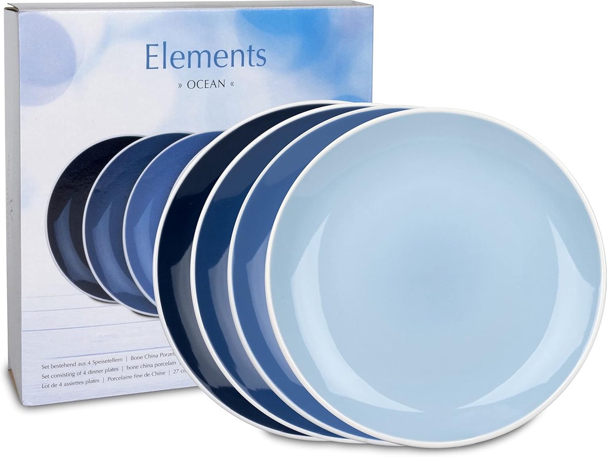 Eettafel Set - Servies Set - Dagelijks Gebruik - Magnetron Vaatwasserbestendig - 4 Delig - Blauw
