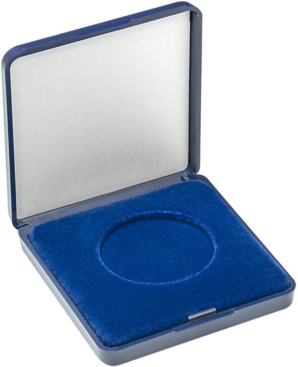 Muntendoos - Muntencollectie Houder - Munten Opbergen - Velours Inleg - Tot 40mm Doorsnee - Blauw