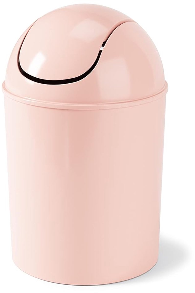 Mini Afvalbak - Kleine Prullenbak - Compacte Ruimtes - Schommeldeksel Afneembaar - 5 Liter 19x32 cm - Roze
