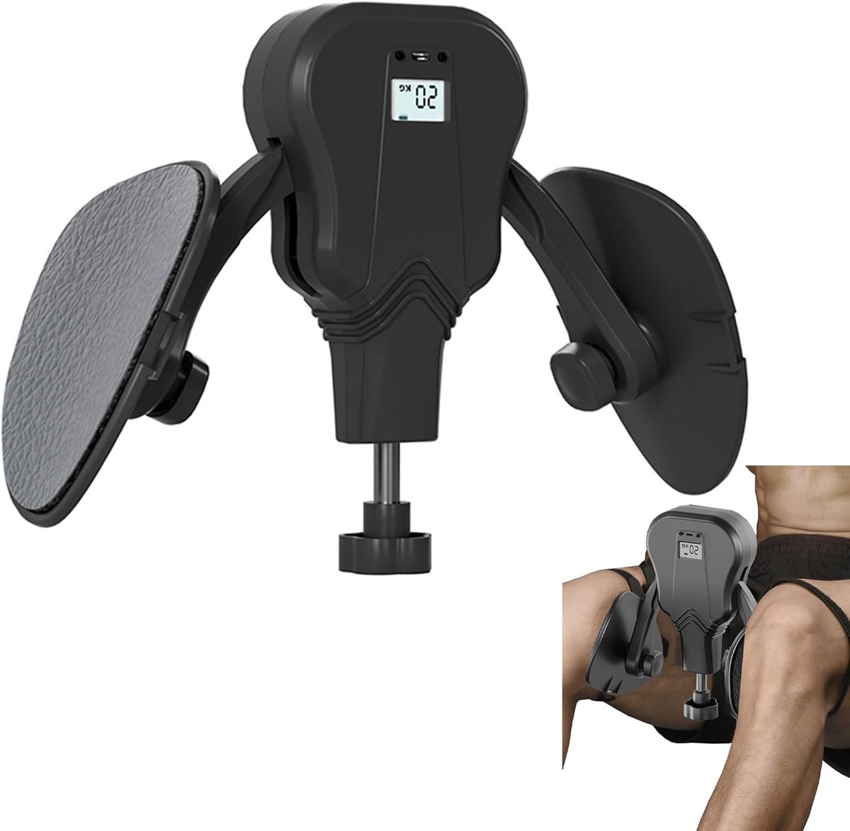 Dijtrainer Bekkenbodem - PC Spiertrainer - Spierversteviging Herstel - Verstelbare Weerstand Tellen - 20-60 kg - Zwart