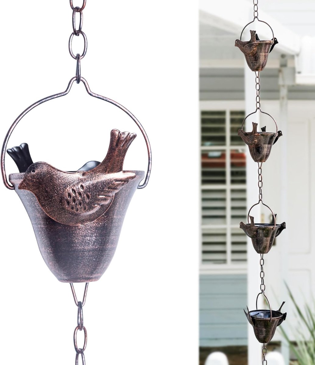 Regenketting Kolibrie - Waterafvoer Ketting - Decoratieve Afvoer - Verstelbare Lengte - 26 Meter - Zwart
