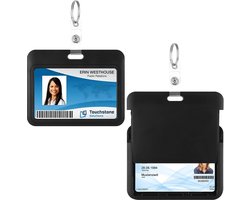 Porte-badge avec Porte-clés - Porte-cartes Protecteur - Usage Quotidien - Matériau Robuste ABS PVC - 10x8 cm - Horizontal