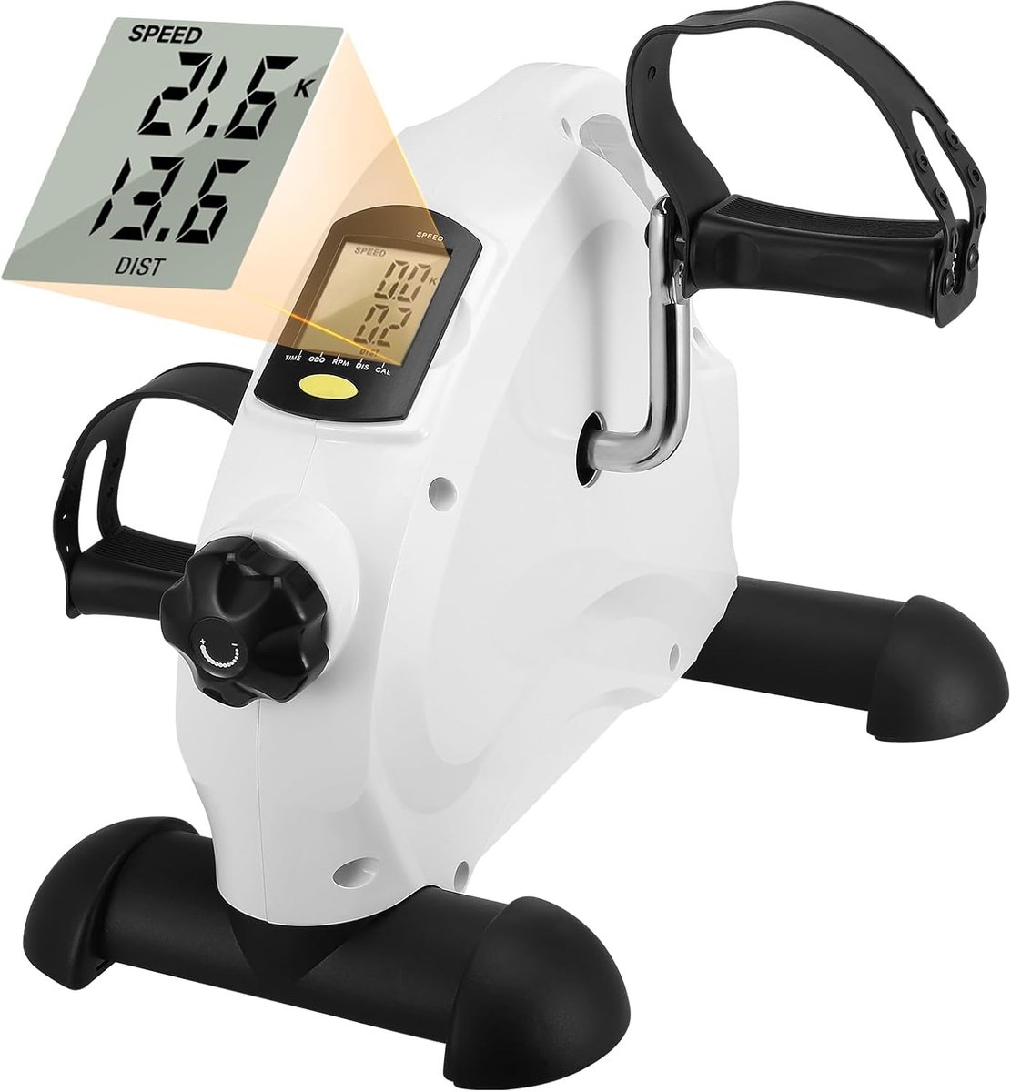 Mini Hometrainer - Zitfiets Trainingsapparaat - Benen Armen Trainen - 12 Weerstandsniveaus - 80x40x60 mm - Wit