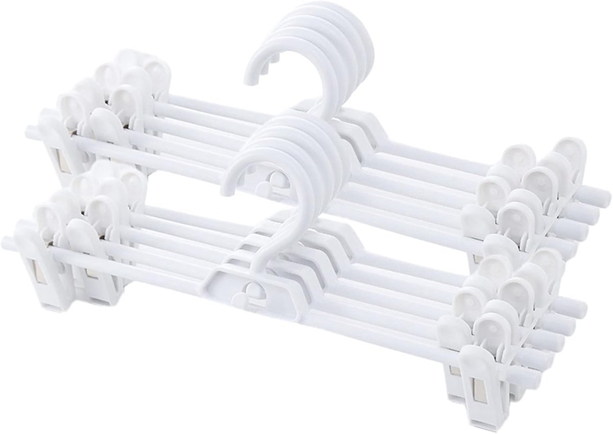 Broekhangers Clips - Kledinghangers - Ruimte Besparen - Verstelbare Clips - 5.3 Inch Hoog - Wit