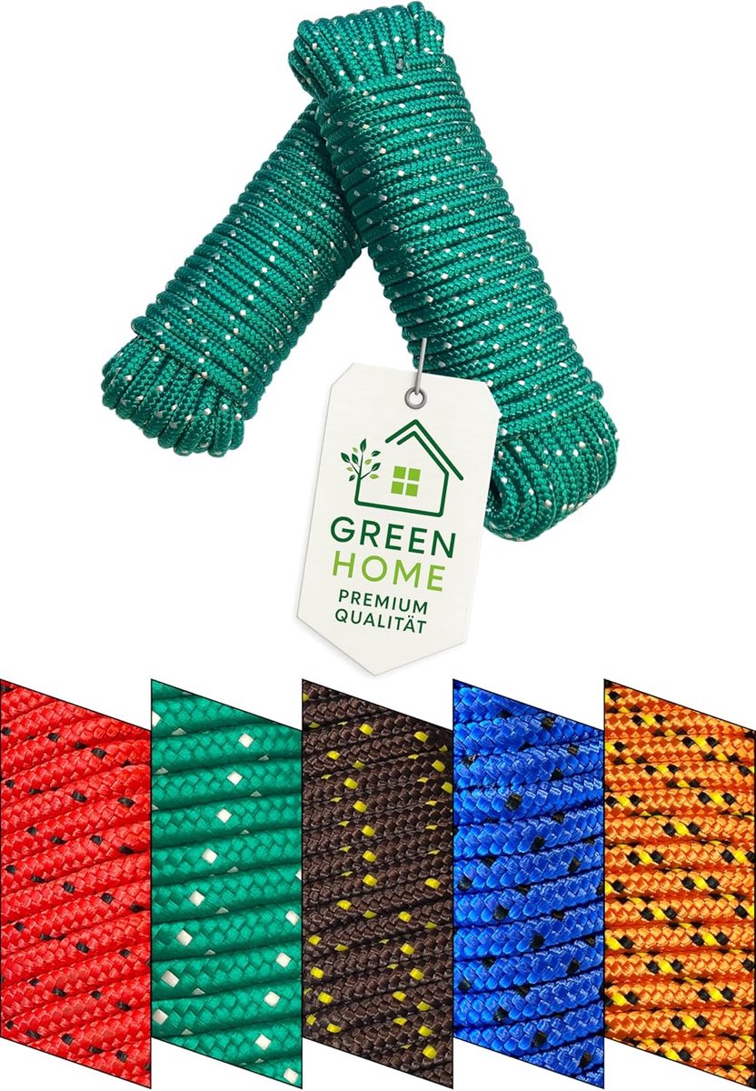 Touw 8 mm - Multifunctioneel touw - Diverse toepassingen - Waterafstotend en UV-bestendig - 2 stuks 40 m - Groen-wit