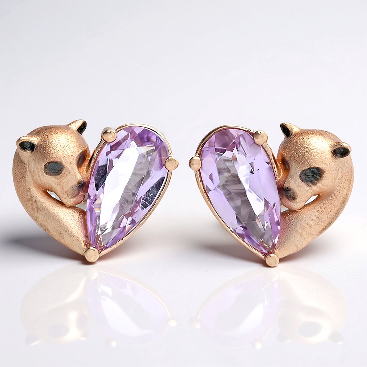 Cavill - 925 Sterling Zilver Oorbellen - Roségoud Verguld - Lavendel Amethist 2,88 ct - Peervormige Braziliaanse Edelsteen - Elegante Druppelvorm