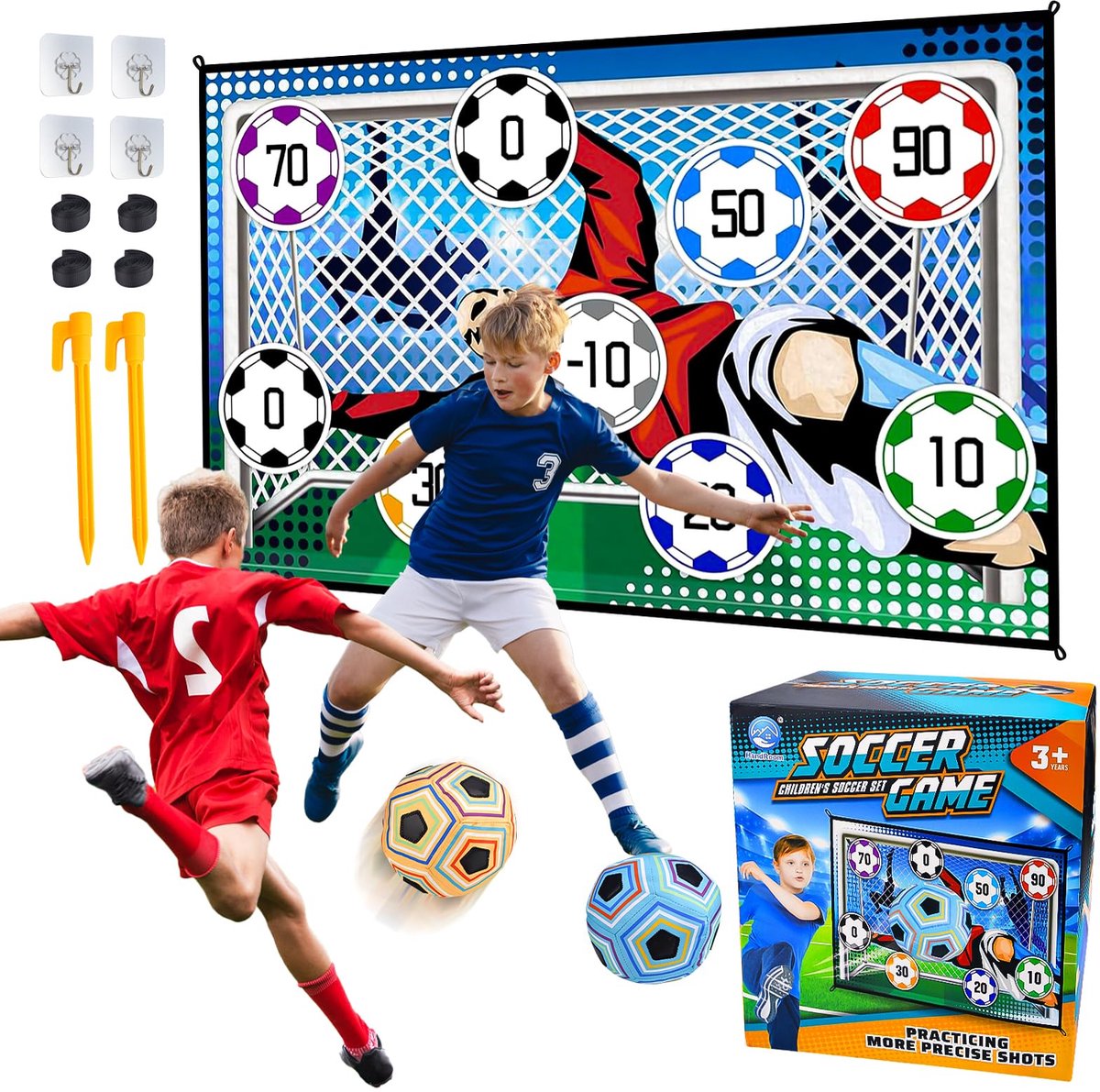Namajunas - Voetbalspelset voor kinderen - Kinderspeelgoed 3 4 5 Jaar - Sportplezier voor tuin, binnen en buiten - Zacht flanellen voetbaldoelen - Voetbal met klittenbandballen - Feest Verjaardag Cadeau voor Oude Jongens Meisjes Sport Speelgoed