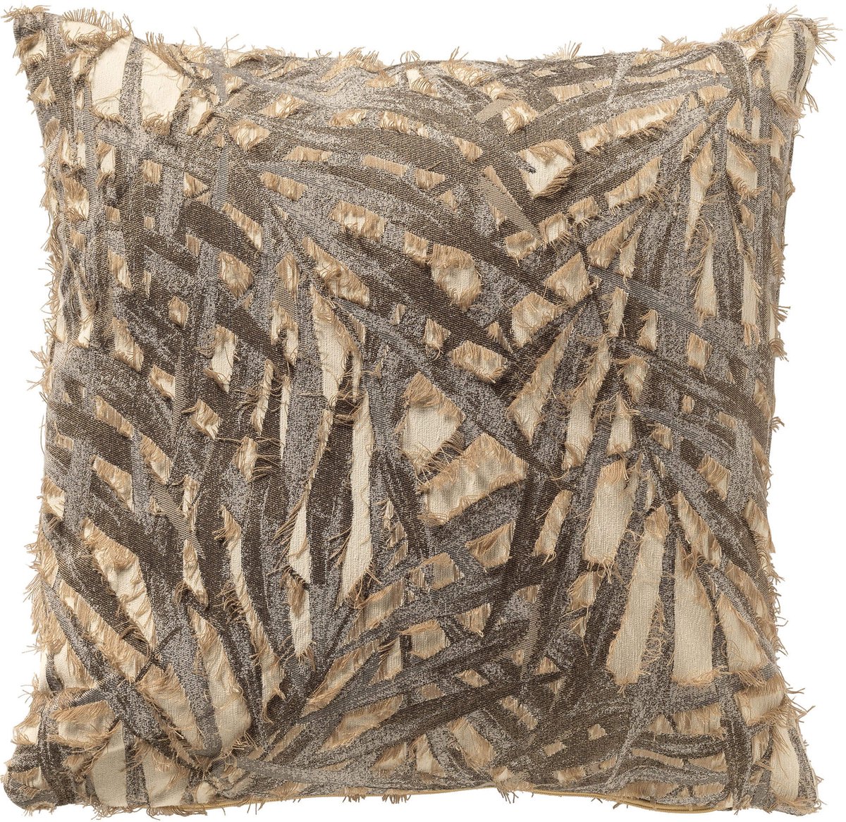 Dutch Decor NIM - kussenhoes 45x45 cm - bladmotief - Timber Wolf - bruin - met rits - zonder binnenkussen Greige