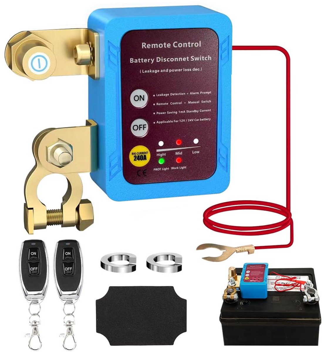 Draadloze 12V Accu Onderbreker met Afstandsbediening voor Auto