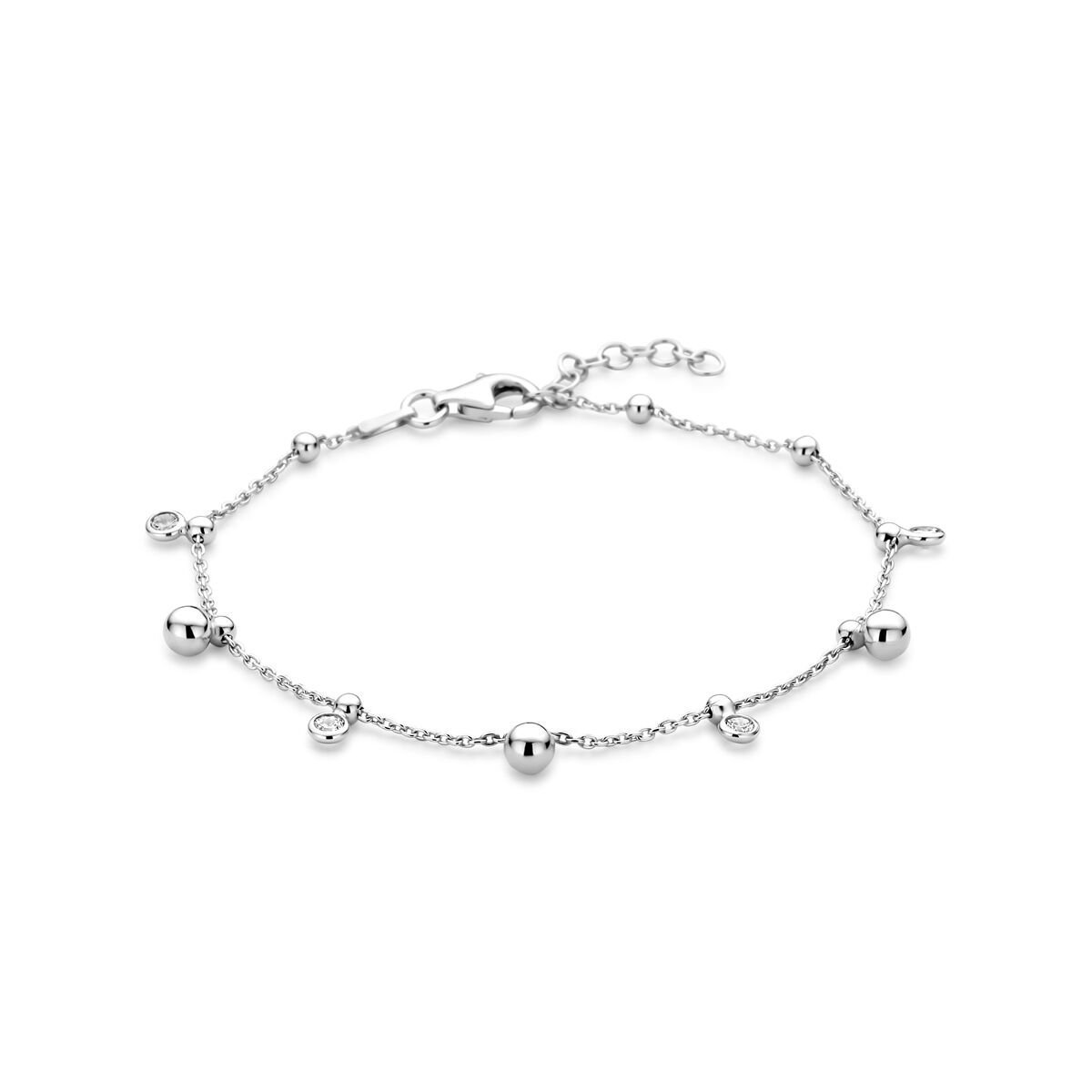 Zilver gerhodineerde armband zirkonia 17 + 2 cm - 1341653