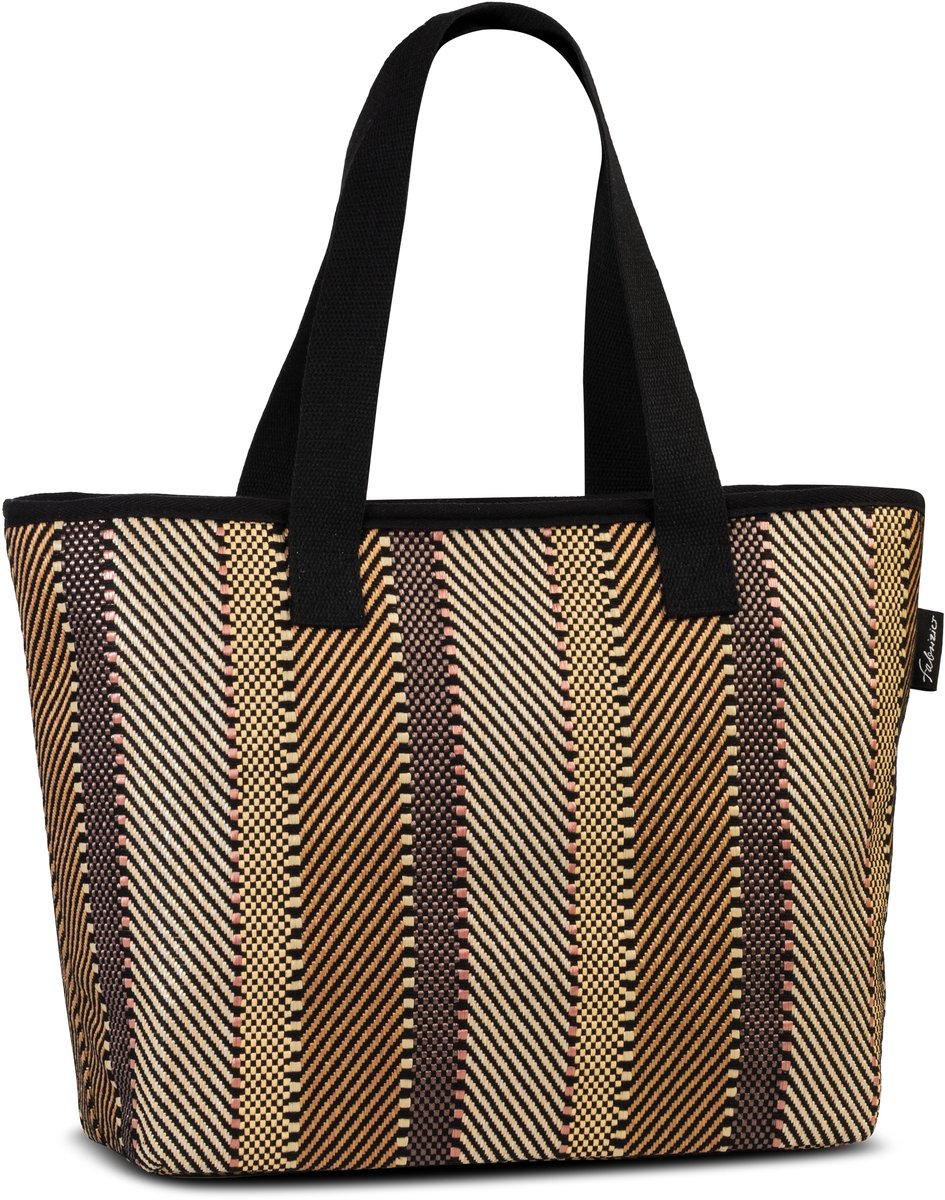 Fabrizio Strandtas Gestreept Bruin-Beige