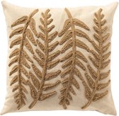 Dutch Decor AMIR - sierkussen 45x45 cm - bladpatroon - Natural - beige - Inclusief binnenkussen - Luxe kussens voor woonkamer & bank