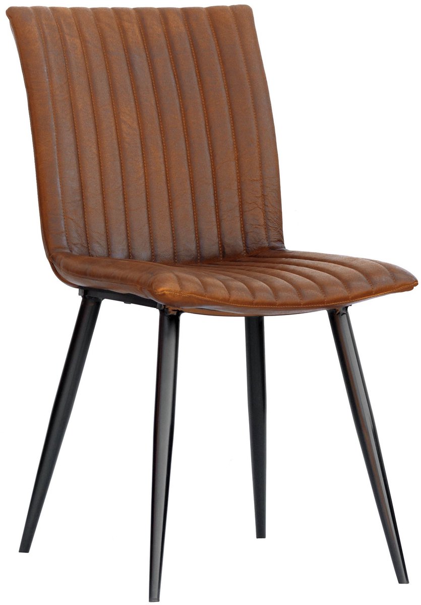 MASSIVMOEBEL24 .DE gestoffeerde stoel lichtbruin echt leer (buffel) deels gemonteerd IRON LABEL #10