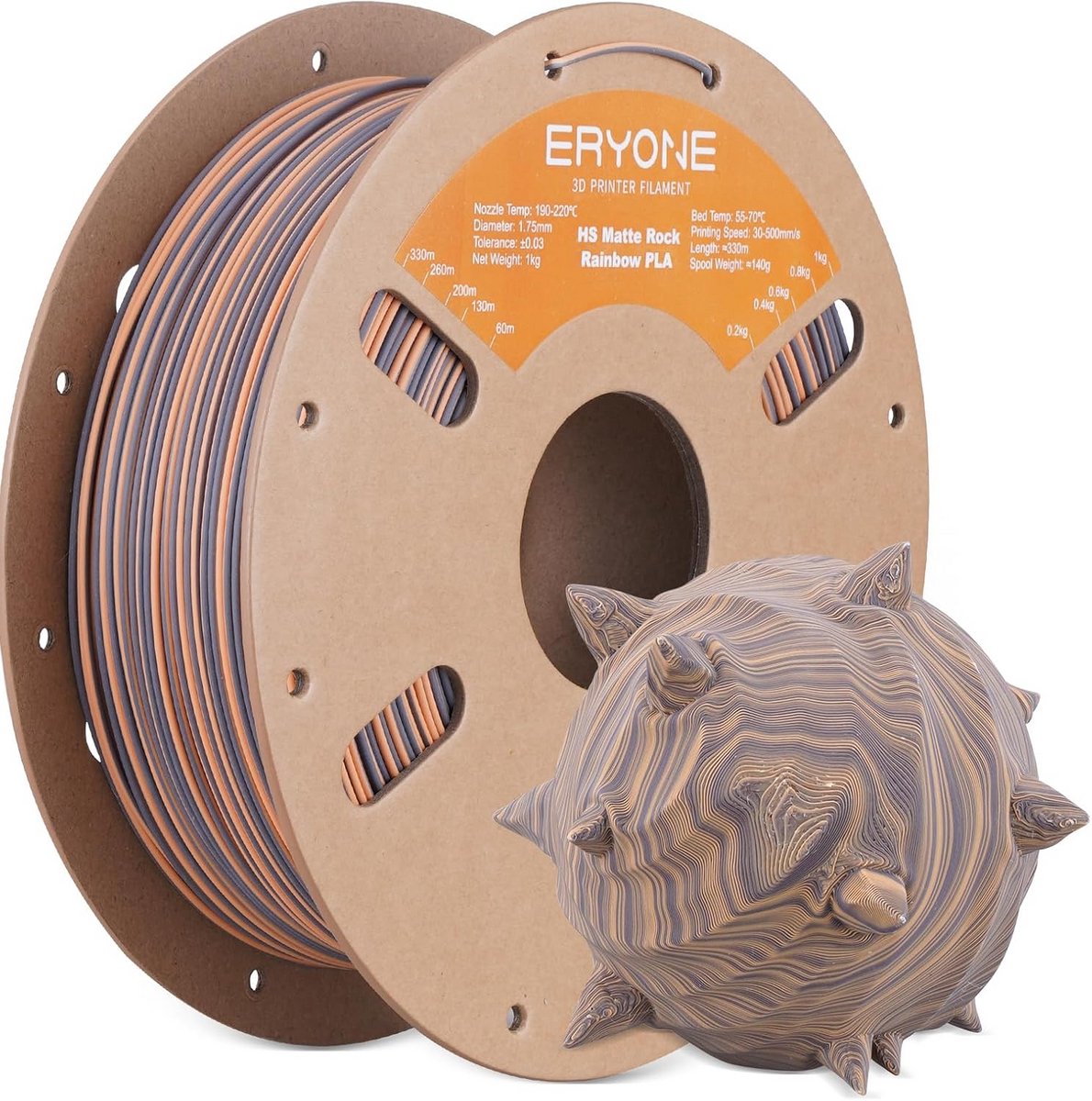 Matte Twist PLA Filament 1.75mm voor 3D Printer, 1kg Spoel, Regenboog en Steen Kleuren