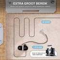 Swiftvein Vortex tapijtreiniger met 5m snoer en 1.7m slang voor extra groot bereik. Ideaal voor grote ruimtes en lastig bereikbare plekken. Snoer en slang netjes opgeborgen.