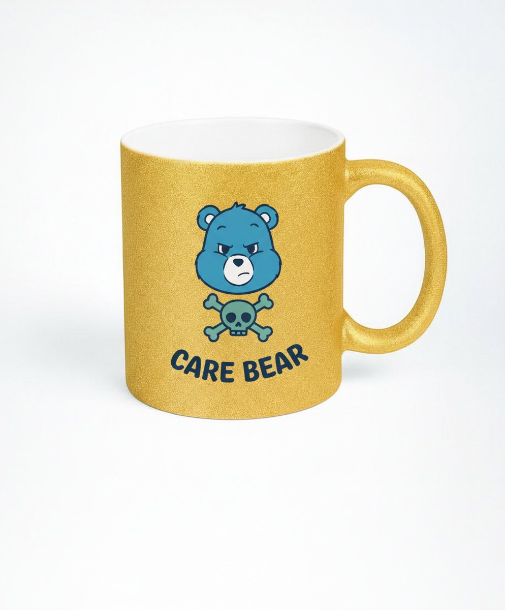 Grumpy Care Bear Skull Mok - Gouden Glitter Koffiemok 330ml