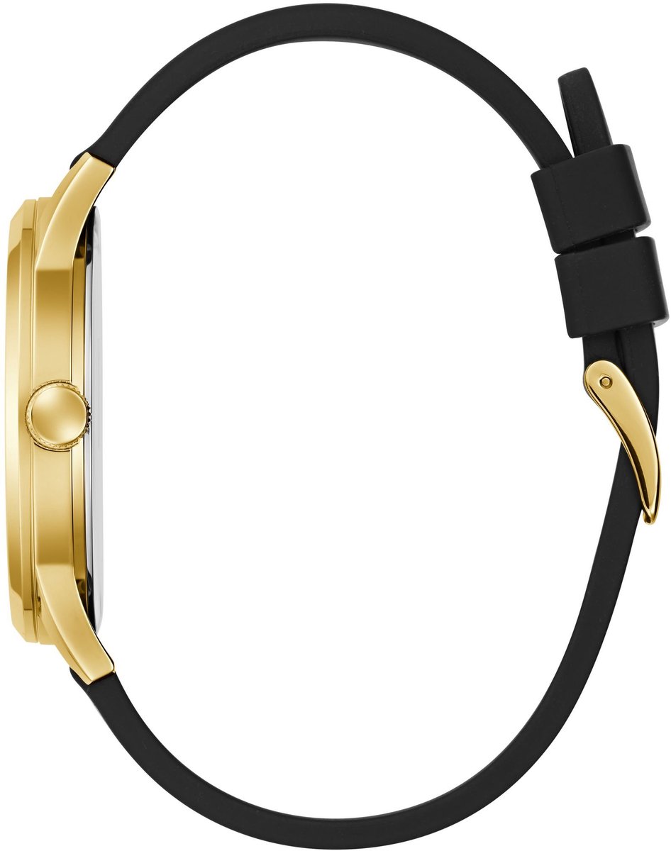 Guess Tri Craze Quartz Analoog Horloge Zwart Behuizing: 100% Roestvrij Staal| Armband: Siliconen 43 mm U1409G2M