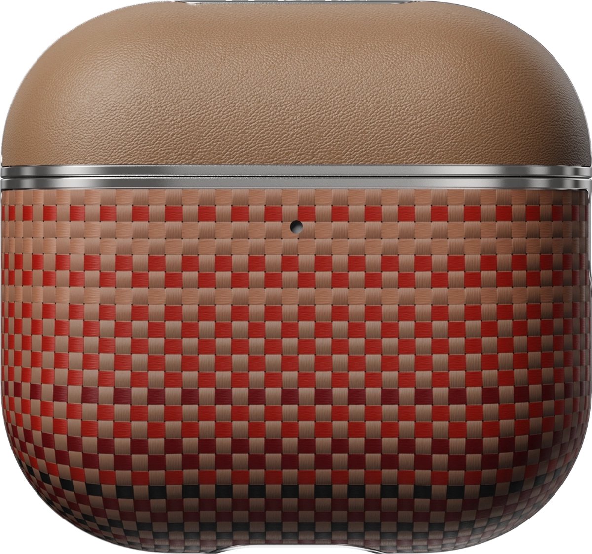 PITAKA AirPods Hoesje – Dubbel Materiaal Design van Leer en Aramidevezel – Ingebouwde N52 Magneten voor Magnetisch Opladen – Krasbestendige en Duurzame Bescherming - Oranje