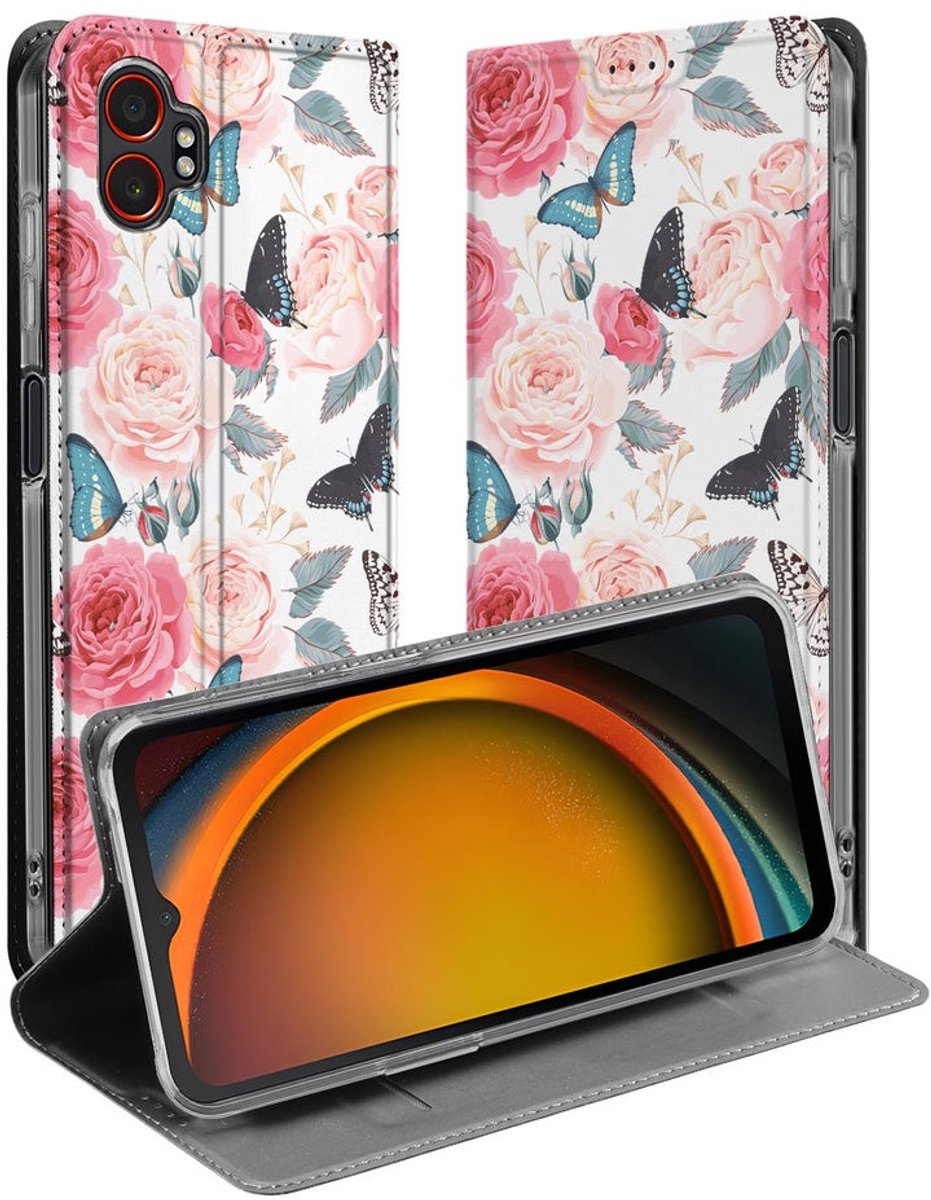 Samsung Galaxy Xcover 7 Pro Flip Style Cover Butterfly Roses