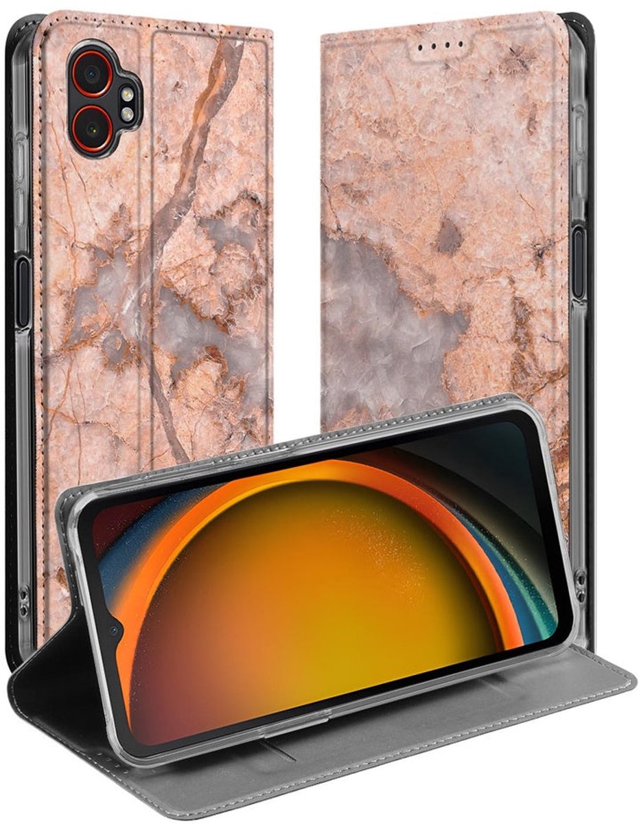 Standcase Hoesje voor Bookcase Samsung Galaxy Xcover 7 Pro Marmer Oranje