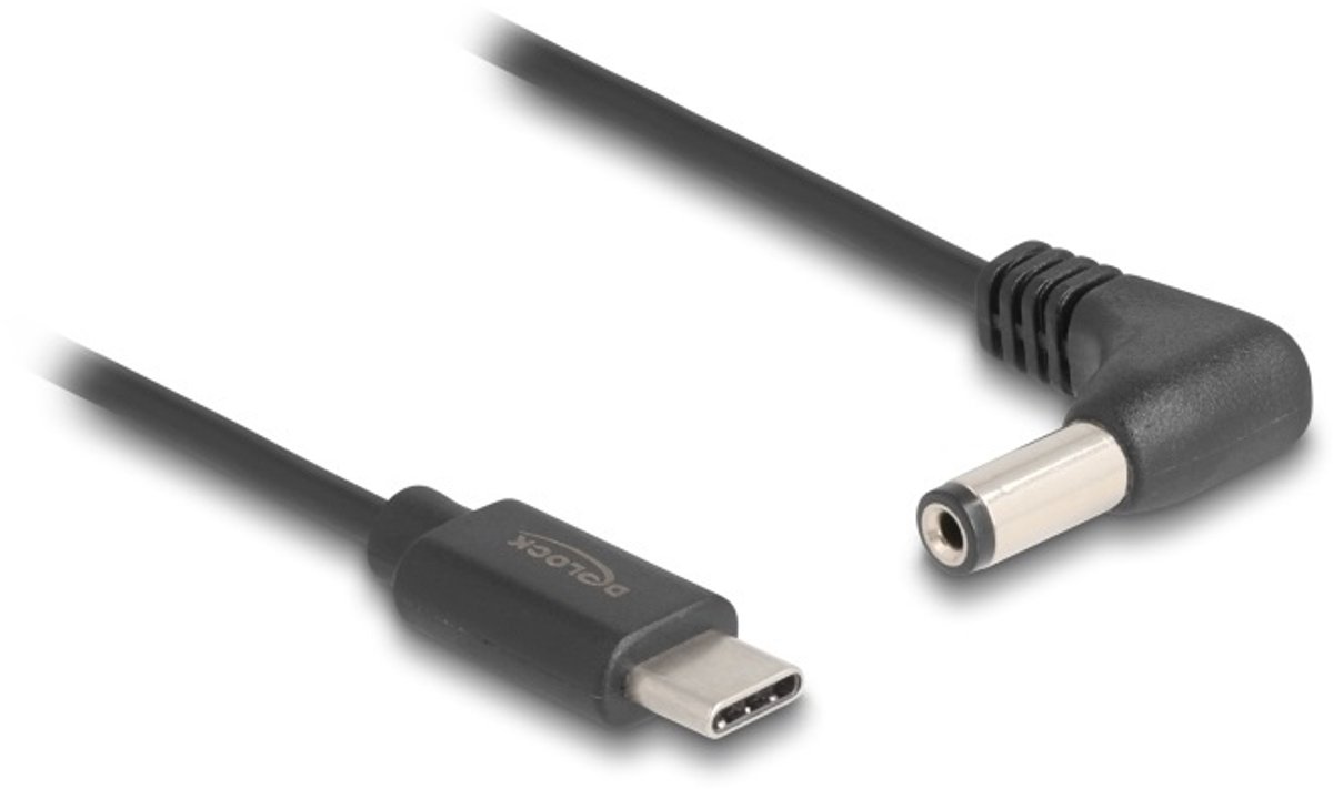 Image of USB-C - DC plug haaks kabel | 5,5 x 2,1mm | max. 5V/1A (5W) | zwart | 1,5 meter