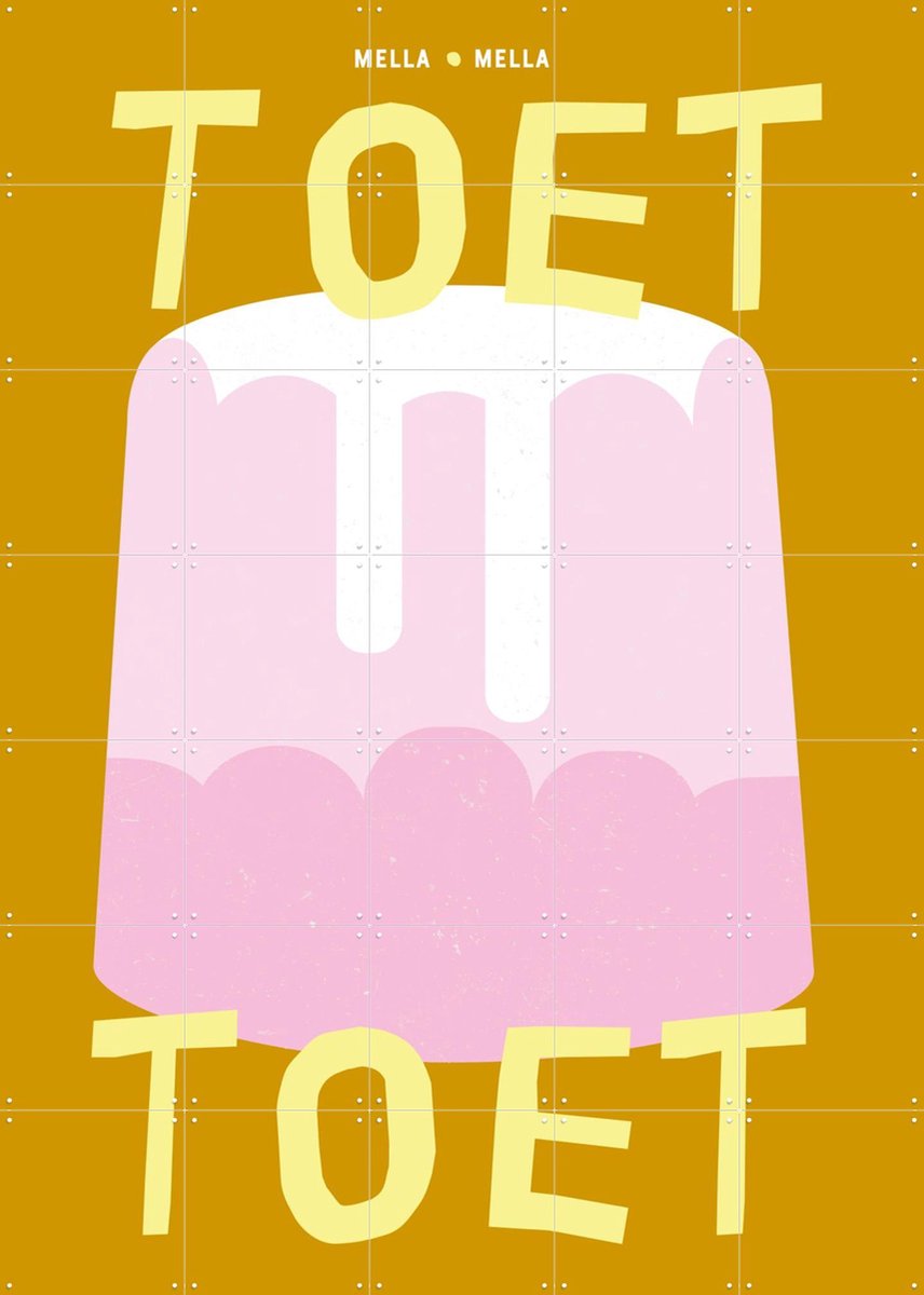 IXXI Toet geel, Mella Mella - 100 x 140 cm - Gratis ophangtool - Grote wanddecoratie en posters - Kleurrijk, Grafisch Ontwerp, Pop art, Illustraties