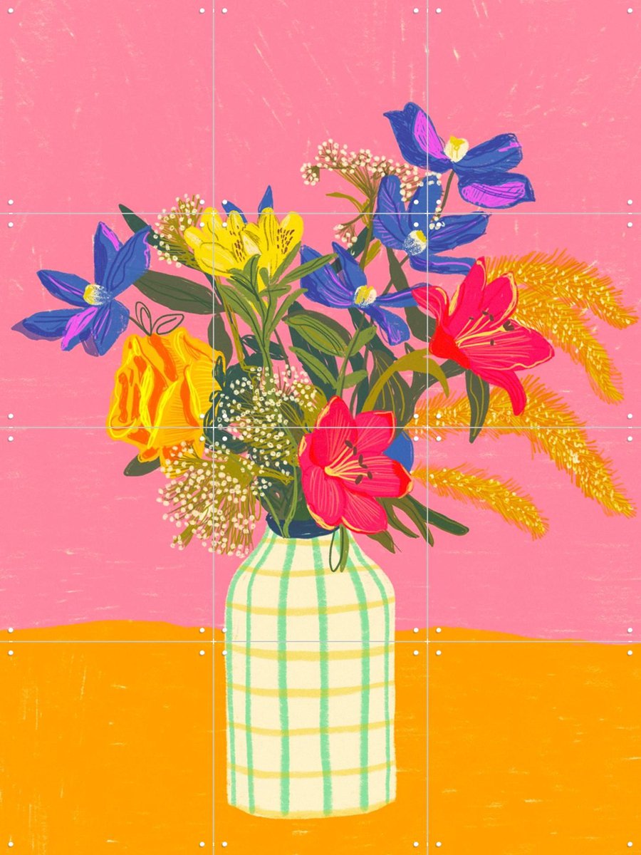 IXXI Summer bouquet, Gigi Rosado - 60 x 80 cm - Gratis ophangtool - Grote wanddecoratie en posters - Illustraties, Grafisch Ontwerp, Speels