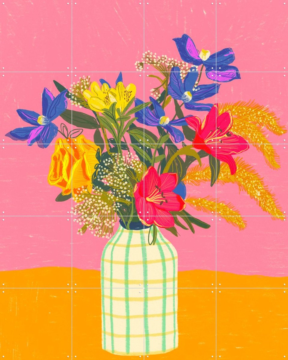IXXI Summer bouquet, Gigi Rosado - 80 x 100 cm - Gratis ophangtool - Grote wanddecoratie en posters - Illustraties, Grafisch Ontwerp, Speels