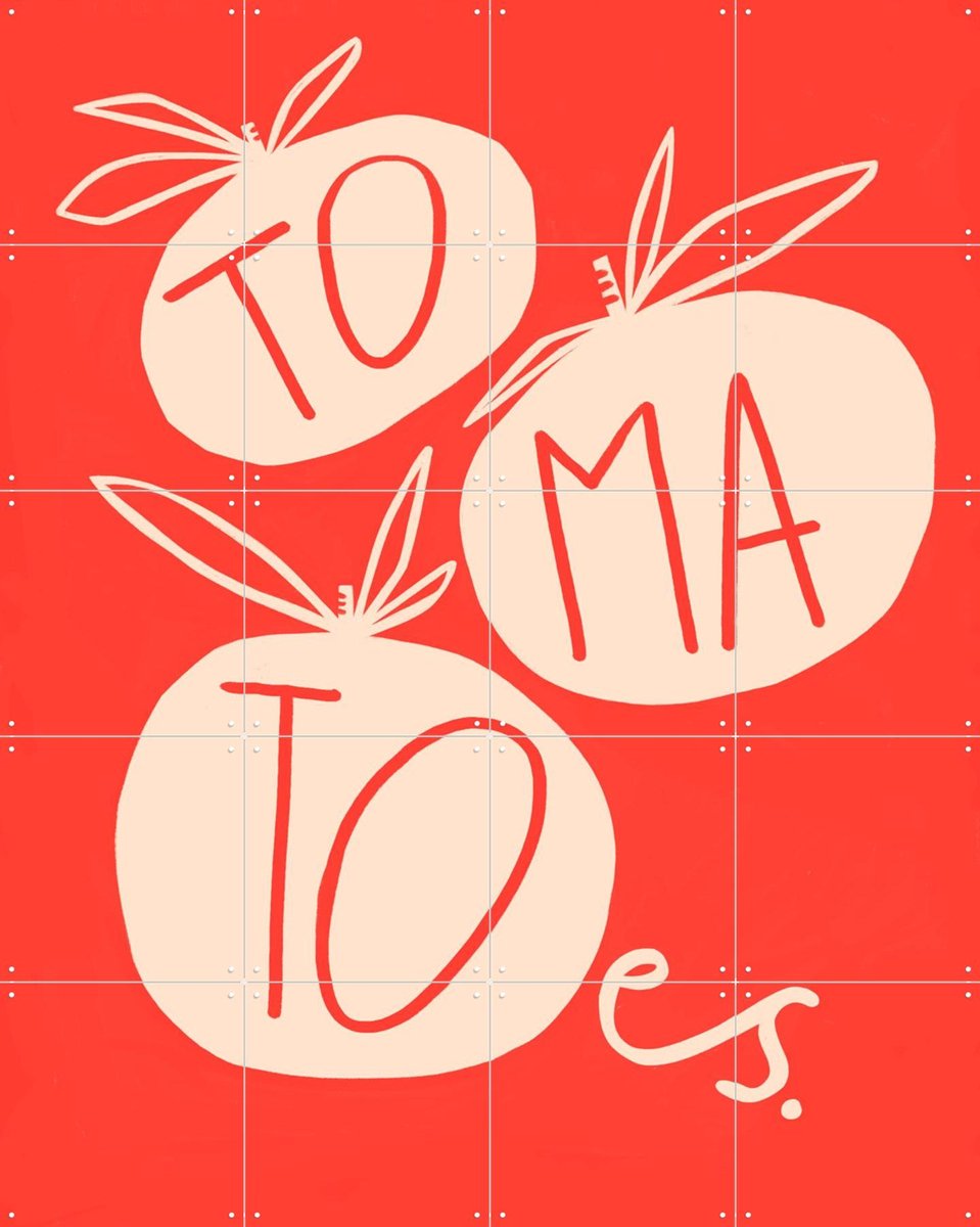 IXXI Tomatoes, Gozde - 80 x 100 cm - Gratis ophangtool - Grote wanddecoratie en posters - Illustraties, Speels, Typografie, Grafisch Ontwerp