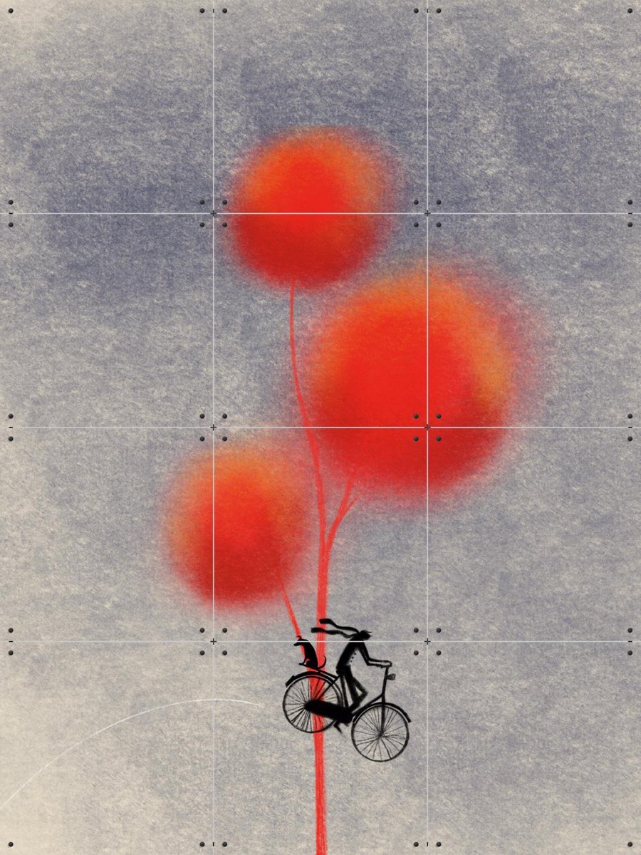 IXXI Bicycle, Jeska Verstegen - 60 x 80 cm - Gratis ophangtool - Grote wanddecoratie en posters - Minimalisme, Speels, Illustraties, Fantasierijk