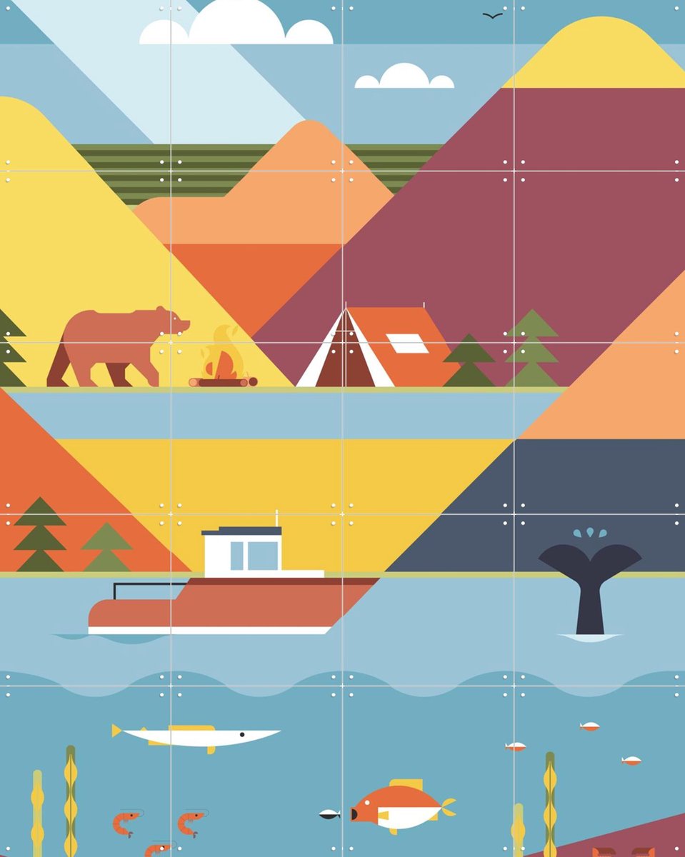 IXXI Mountains, Studio Kars + Boom - 80 x 100 cm - Gratis ophangtool - Grote wanddecoratie en posters - Grafisch Ontwerp, Illustraties, Kleurrijk