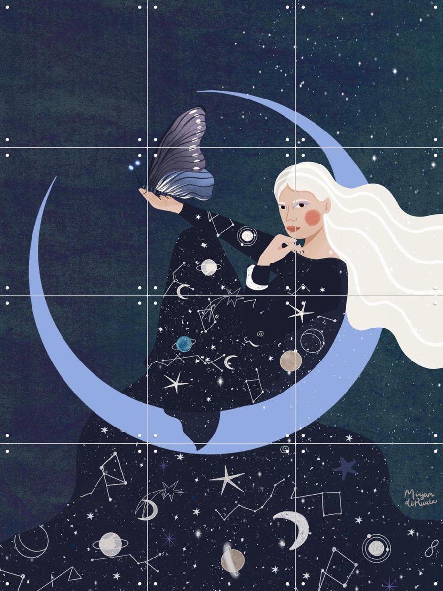 IXXI Renewal Crescent Moon, Mirjam de Ruiter - 60 x 80 cm - Gratis ophangtool - Grote wanddecoratie en posters - Illustraties, Digitale Kunst, Speels