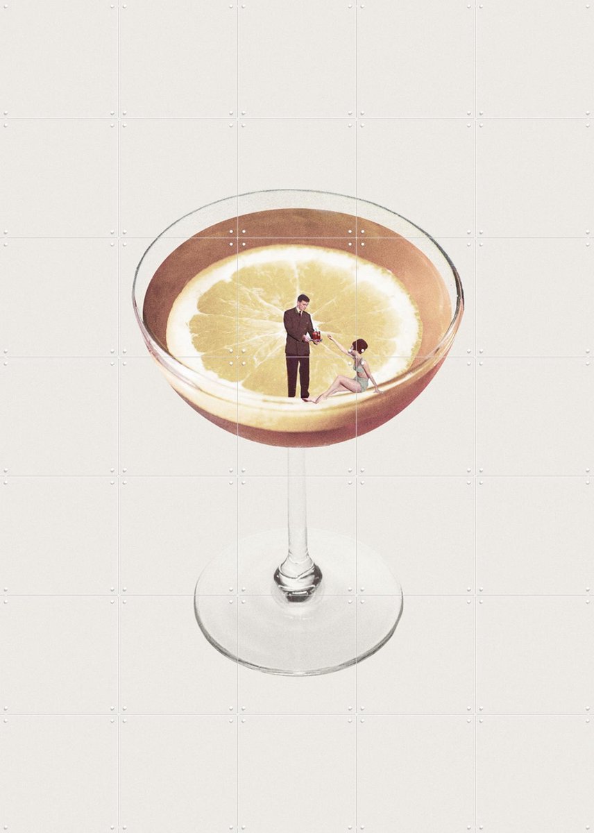 IXXI My Drink needs a Drink, Maarten Léon - 100 x 140 cm - Gratis ophangtool - Grote wanddecoratie en posters - Vintage, Illustraties, Surrealisme