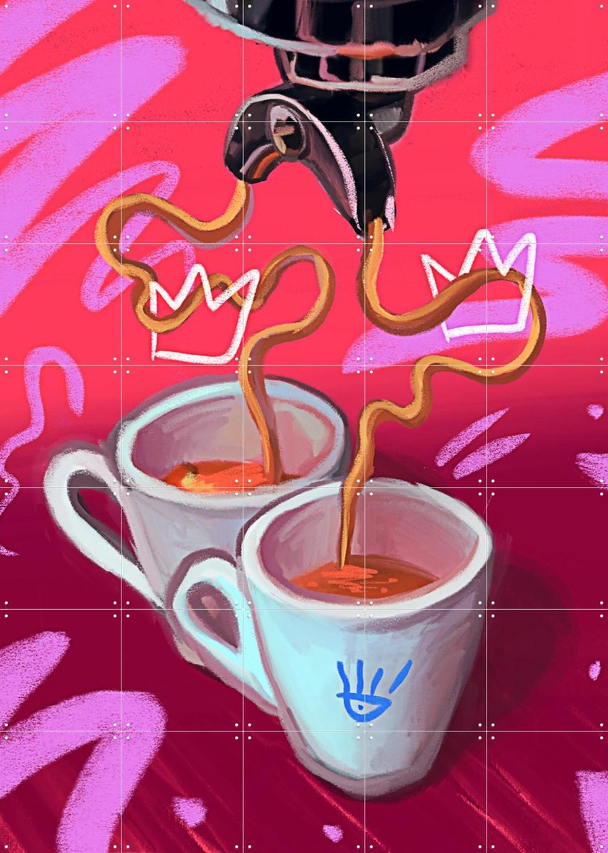 IXXI Coffee Lovers, Pop-art by Tadej - 100 x 140 cm - Gratis ophangtool - Grote wanddecoratie en posters - Digitale Kunst, Pop art, Illustraties