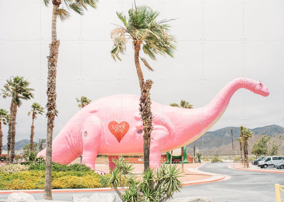 IXXI Pink Dinosaur Love, Pati Photography - 140 x 100 cm - Gratis ophangtool - Grote wanddecoratie en posters - Fotografie, Pop art, Speels