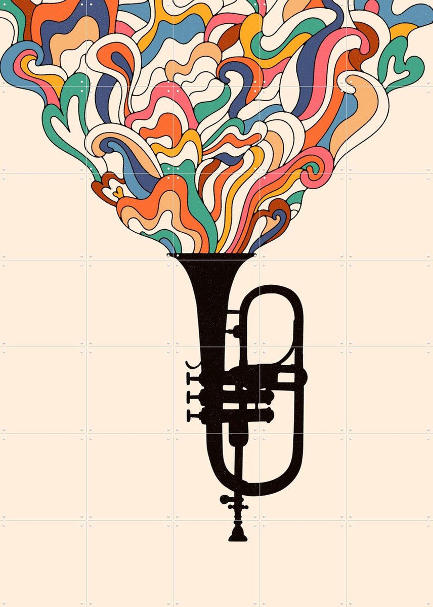 IXXI Jazz, Florent Bodart - 100 x 140 cm - Gratis ophangtool - Grote wanddecoratie en posters - Grafisch Ontwerp, Pop art, Illustraties, Kleurrijk