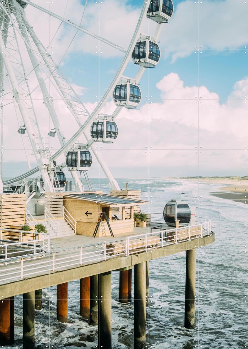 IXXI Scheveningen Ferris Wheel, Pati Photography - 100 x 140 cm - Gratis ophangtool - Grote wanddecoratie en posters - Fotografie, Mancave, Woonkamer