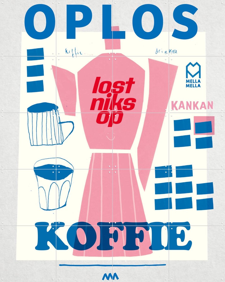 IXXI Oploskoffie, Mella Mella - 80 x 100 cm - Gratis ophangtool - Grote wanddecoratie en posters - Illustraties, Speels, Grafisch Ontwerp